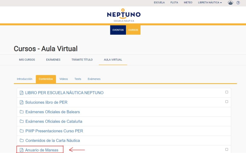 campus online escuela náutica Neptuno