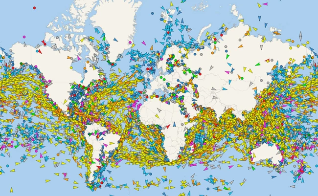 mapa mundial de vesselfinder